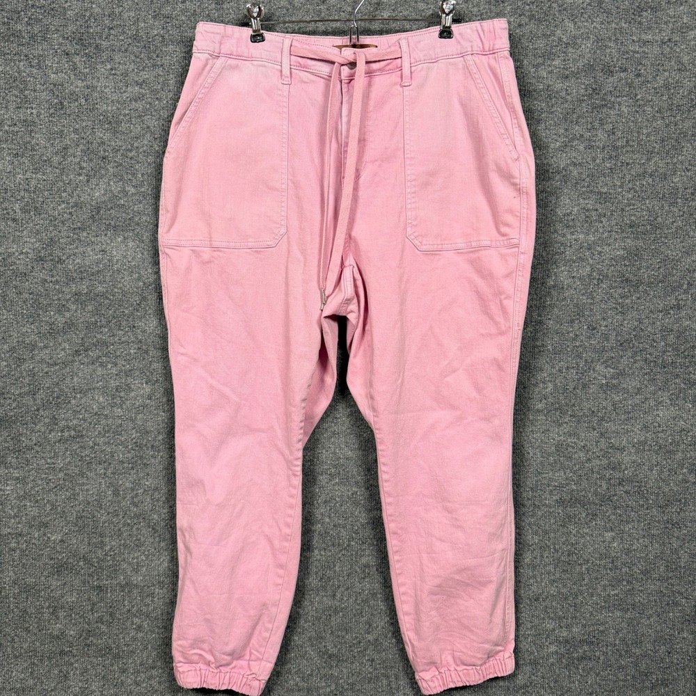 Judy Blue Womens 18W Jogger Pants‎ Pink Denim Garment Dyed Tapered Cotton Blend
